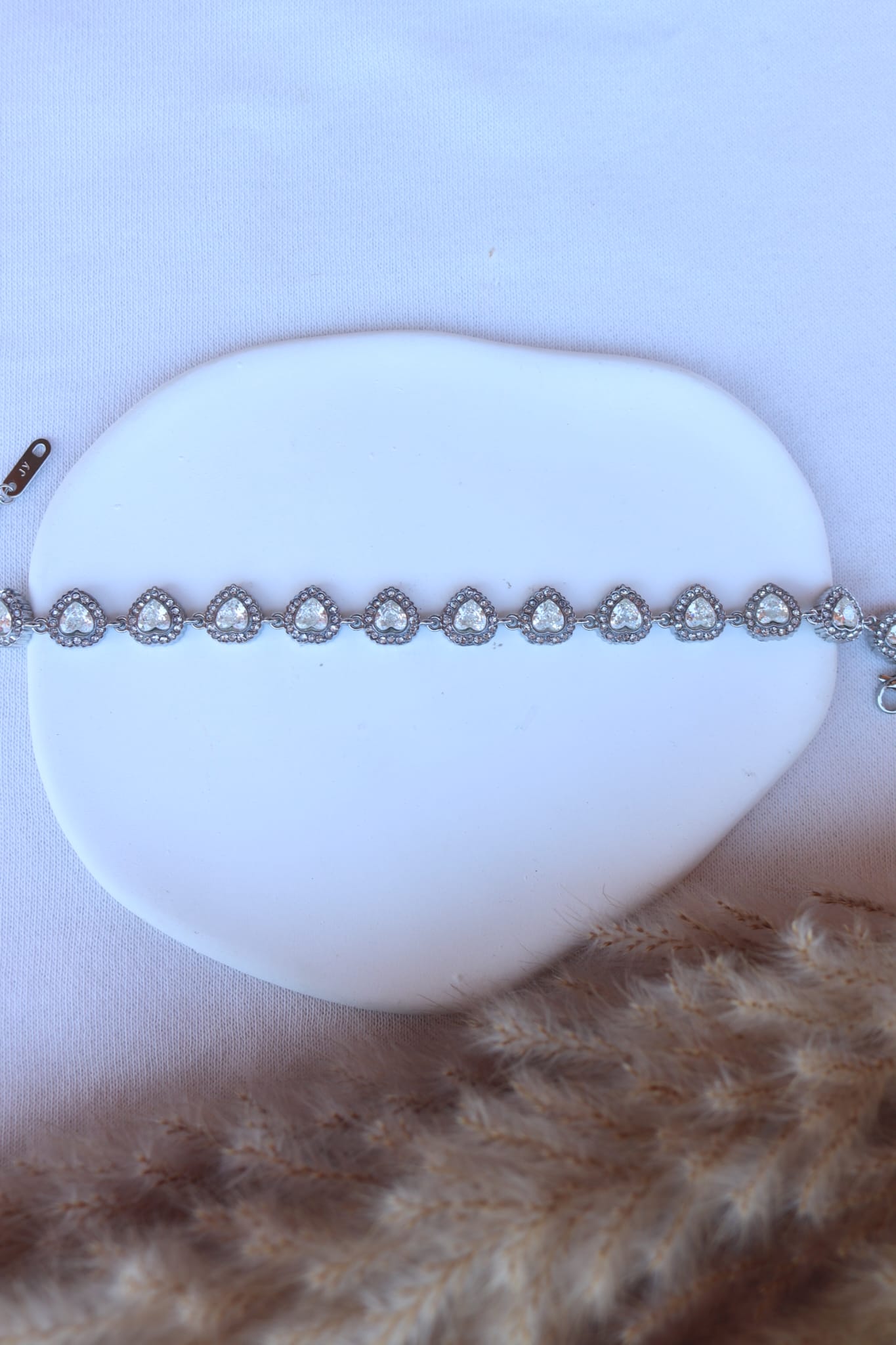 Pulseira de Aço Prateado de Corações Angelic Inspiração Swarovski
