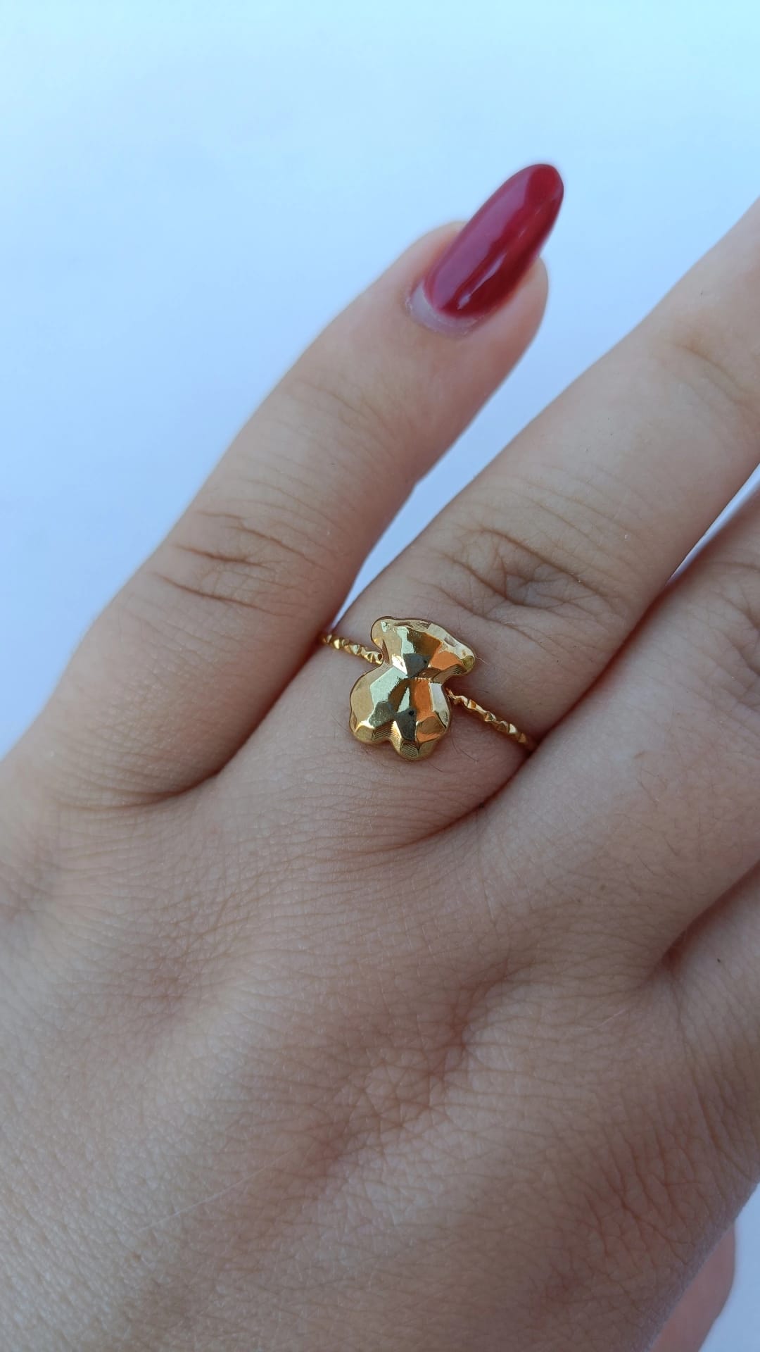 Anel de Aço Dourado de Urso