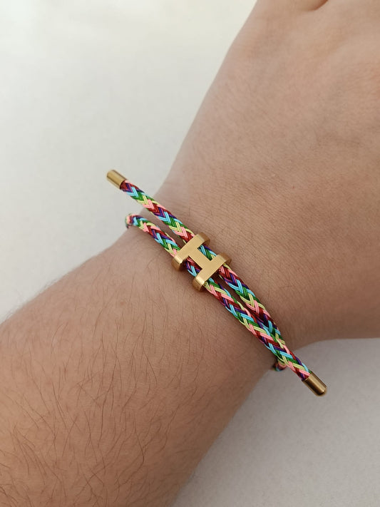 Pulseira de Aço Dourado Multicolorida Inspiração Hermès