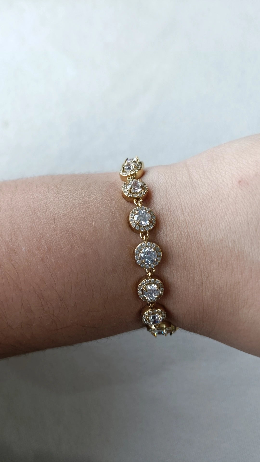 Pulseira de Aço Dourado Inspiração Swarovski com Zircónias à Volta