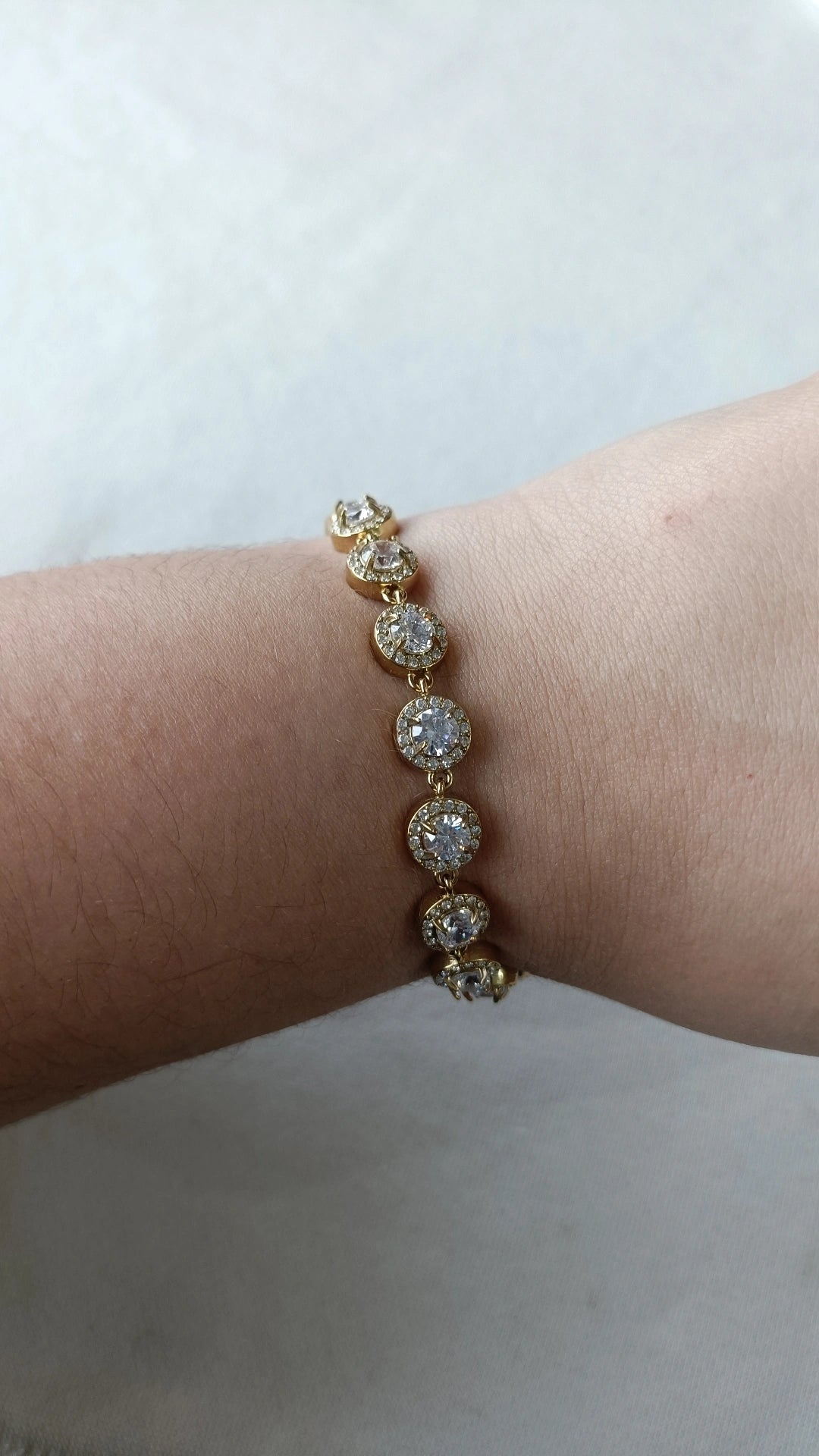 Pulseira de Aço Dourado Inspiração Swarovski com Zircónias à Volta