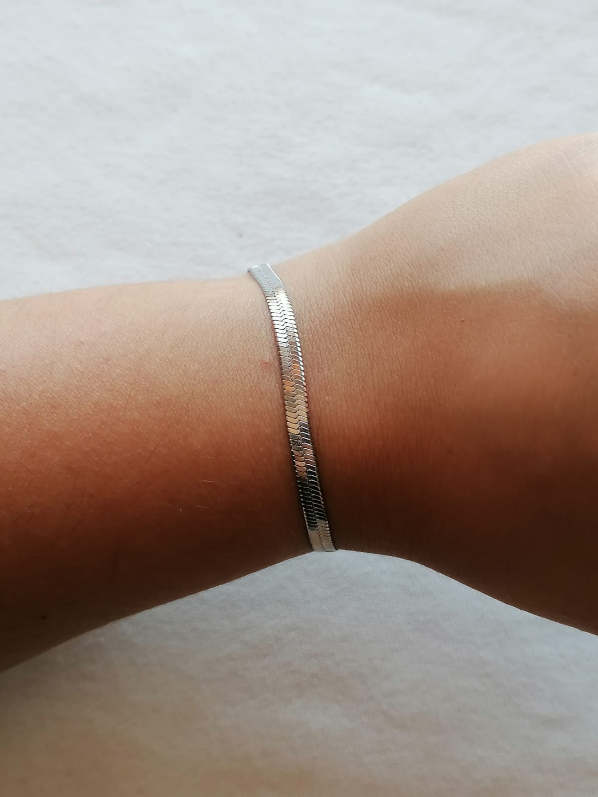 Pulseira de Aço Prateado de Malha Simples
