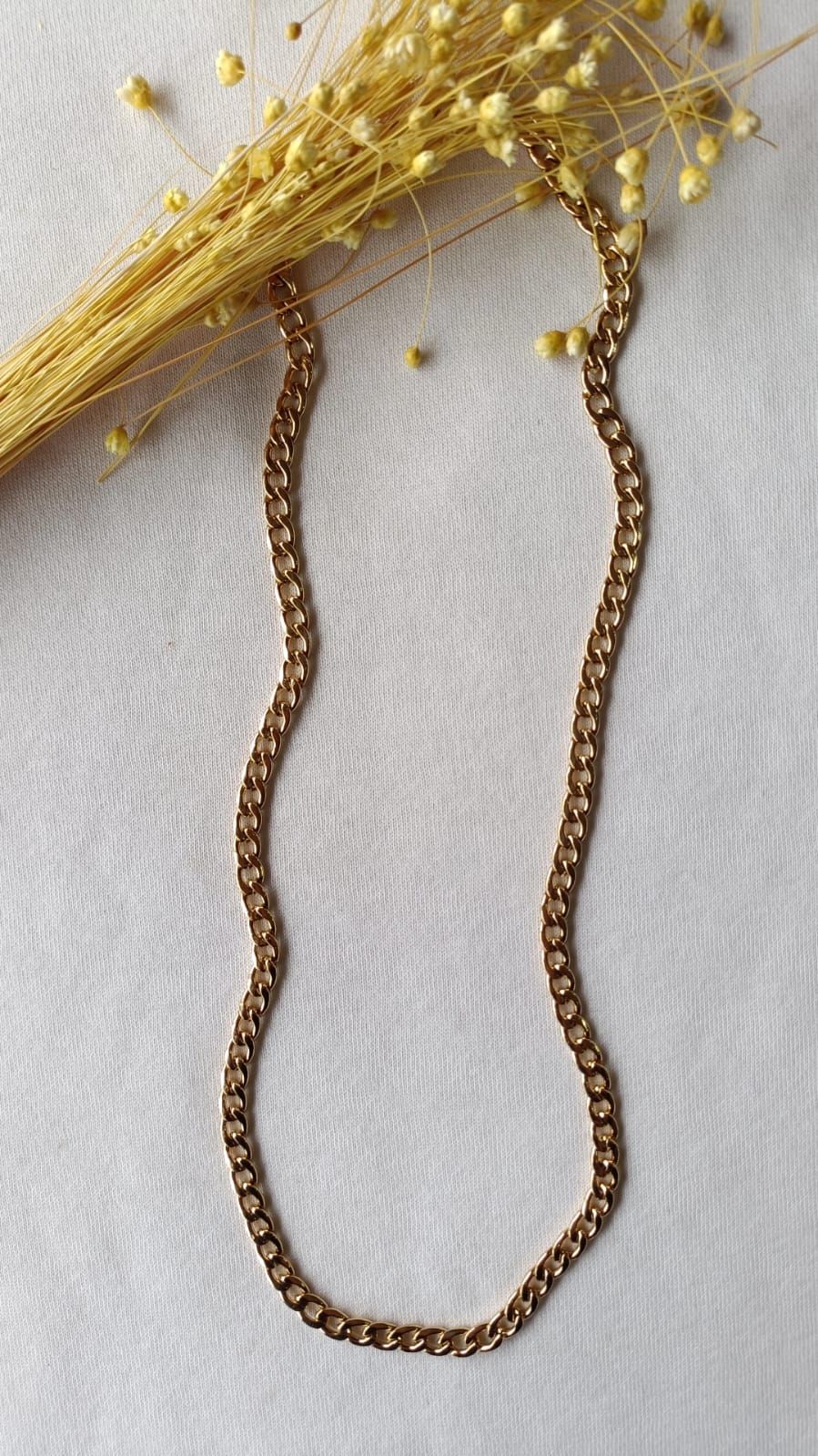 Colar de Aço Dourado Masculino de Corrente Fina
