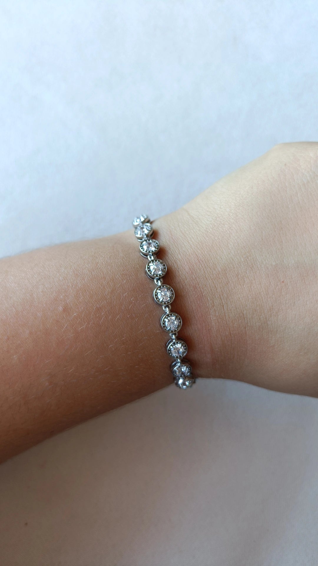 Pulseira de Aço Prateado Inspiração Swarovski