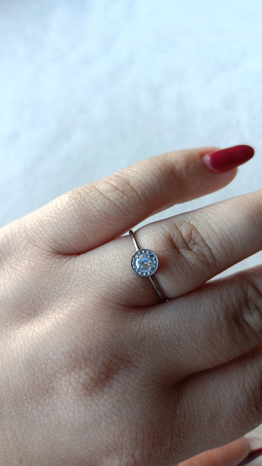 Anel de Aço Prateado Inspiração Swarovski com Zircónia