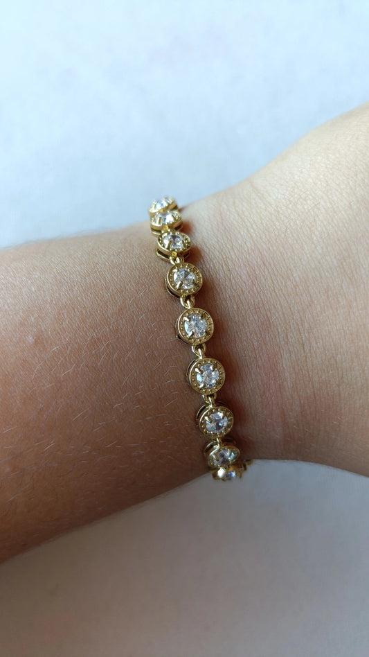 Pulseira de Aço Dourado Inspiração Swarovski