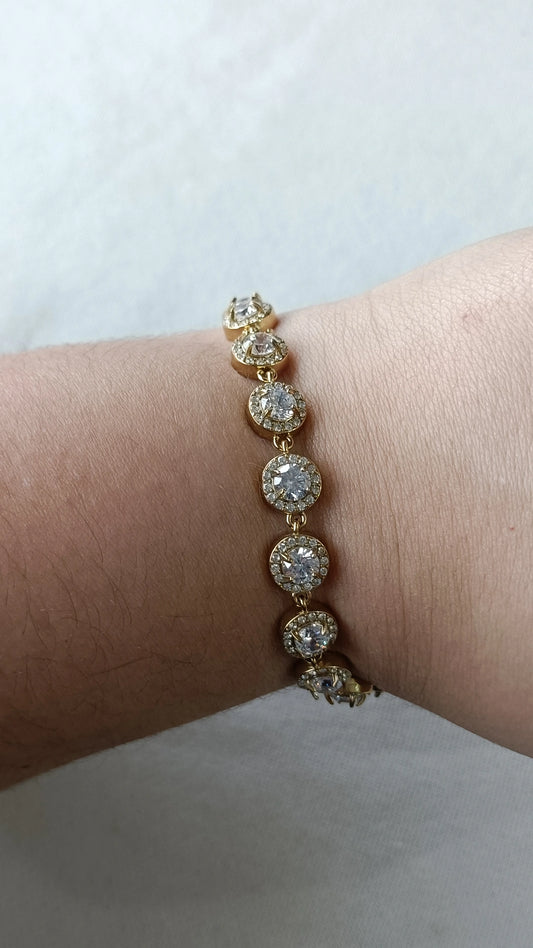 Pulseira de Aço Dourado Inspiração Swarovski com Zircónias à Volta