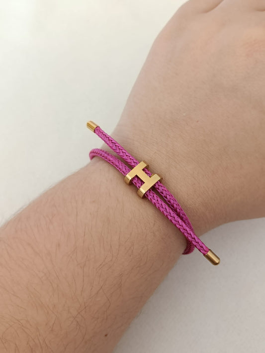 Pulseira de Aço Dourado Rosa Inspiração Hermès