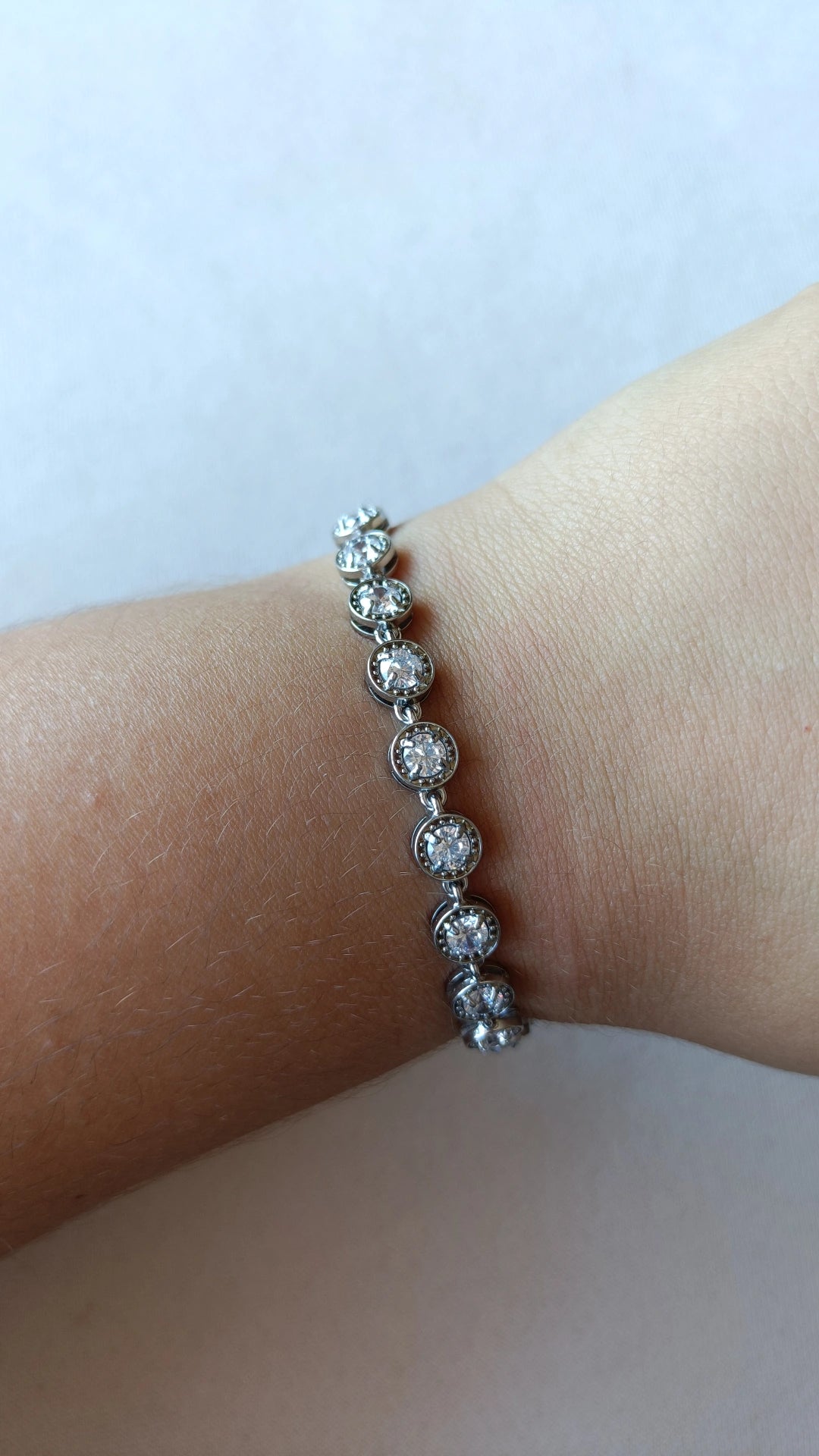 Pulseira de Aço Prateado Inspiração Swarovski