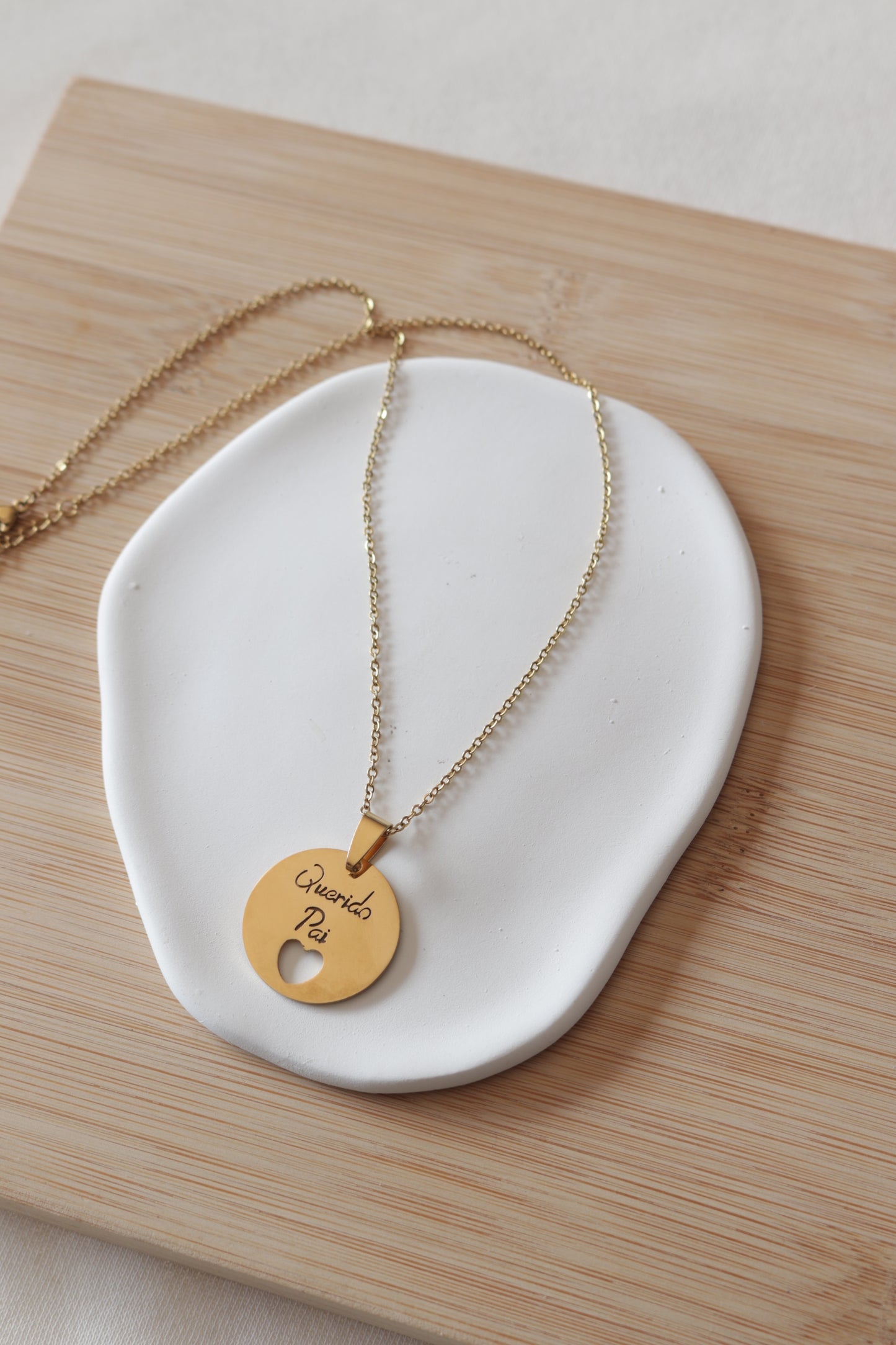 Colar de Aço Dourado Querido Pai