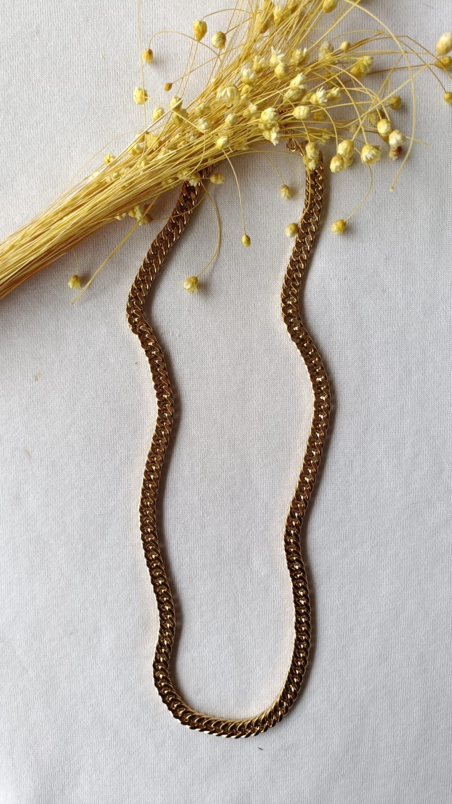 Colar de Aço Dourado Masculino de Corrente Grossa
