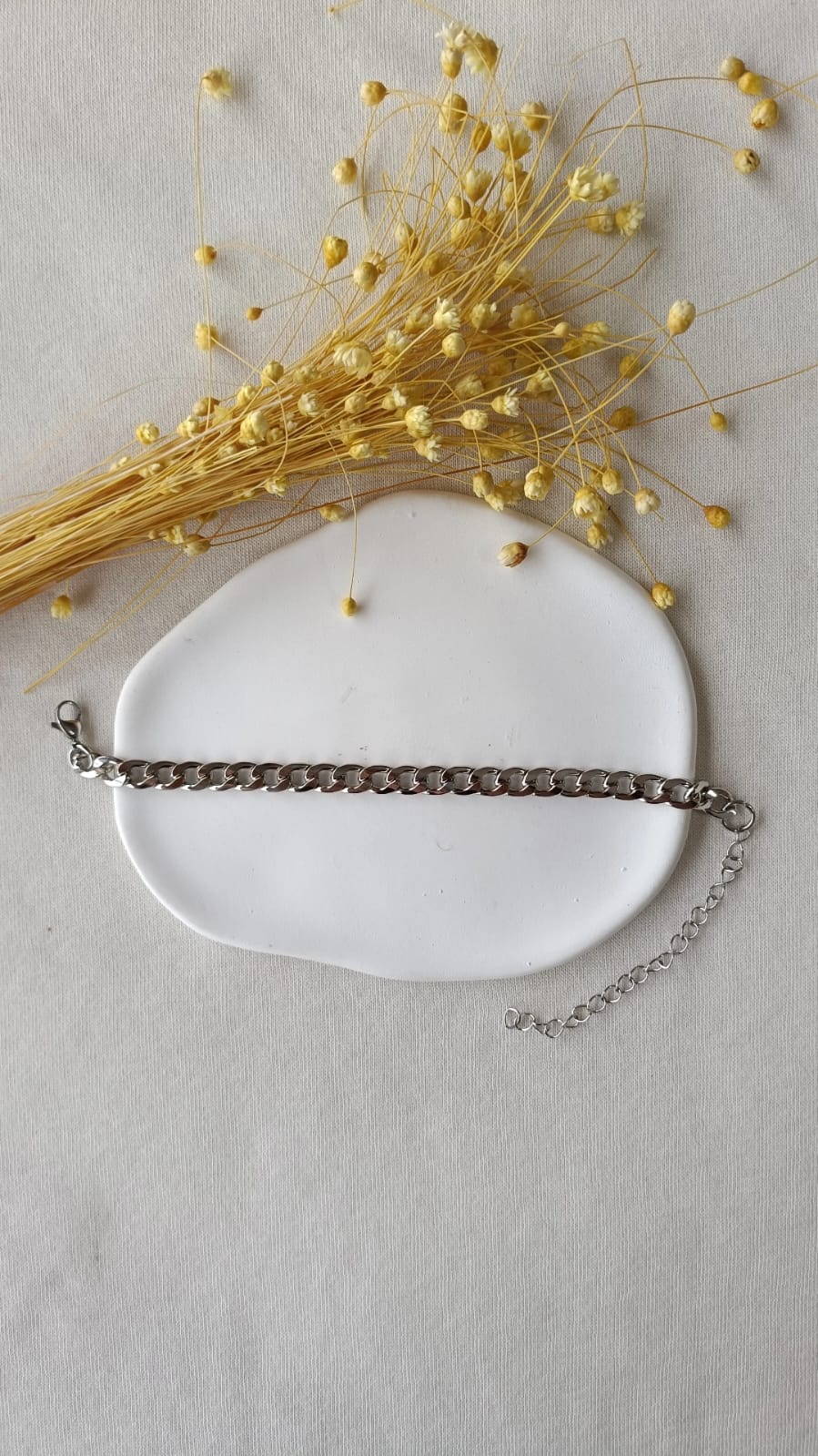 Pulseira de Aço Prateado Masculina de Corrente Fina