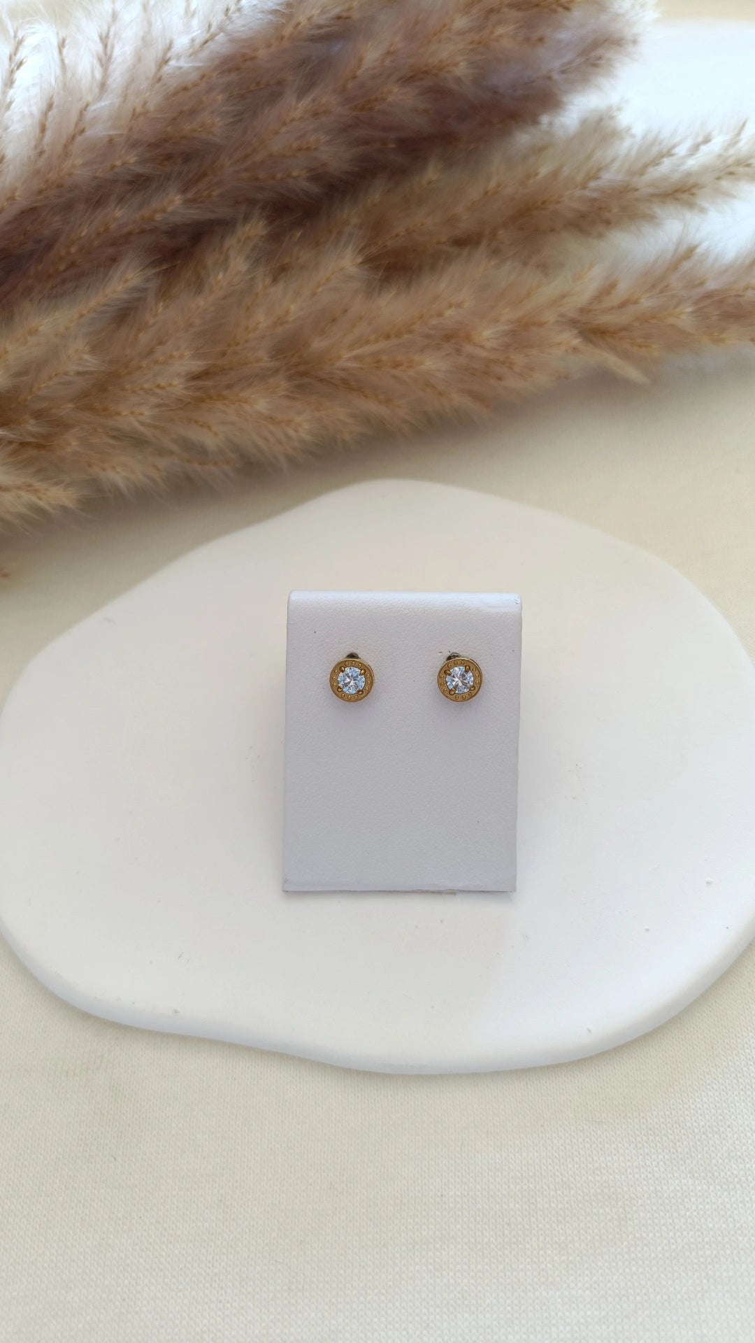 Brincos de Aço Dourado Inspiração Swarovski
