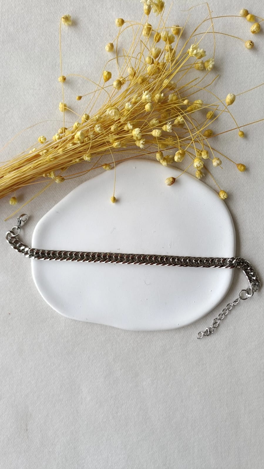 Pulseira de Aço Prateado Masculina de Corrente Grossa