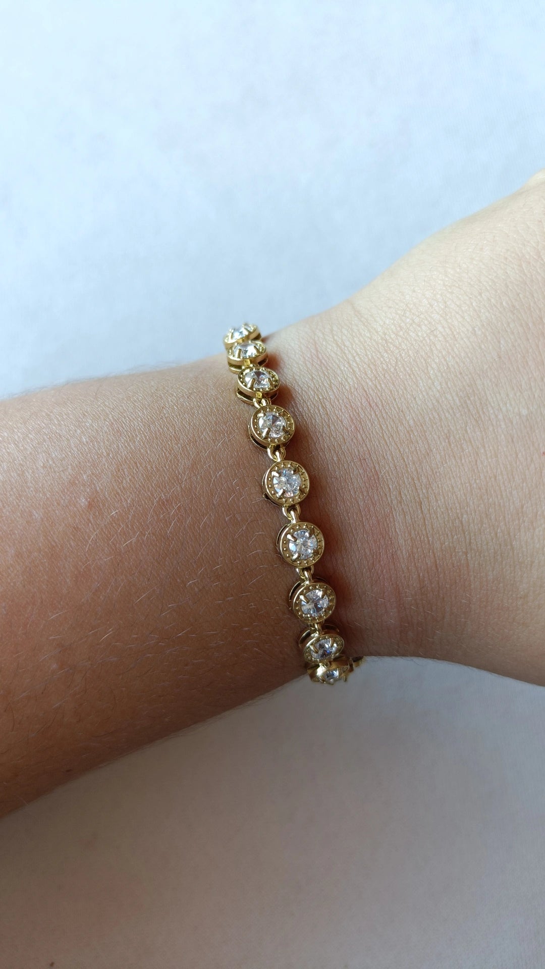 Pulseira de Aço Dourado Inspiração Swarovski