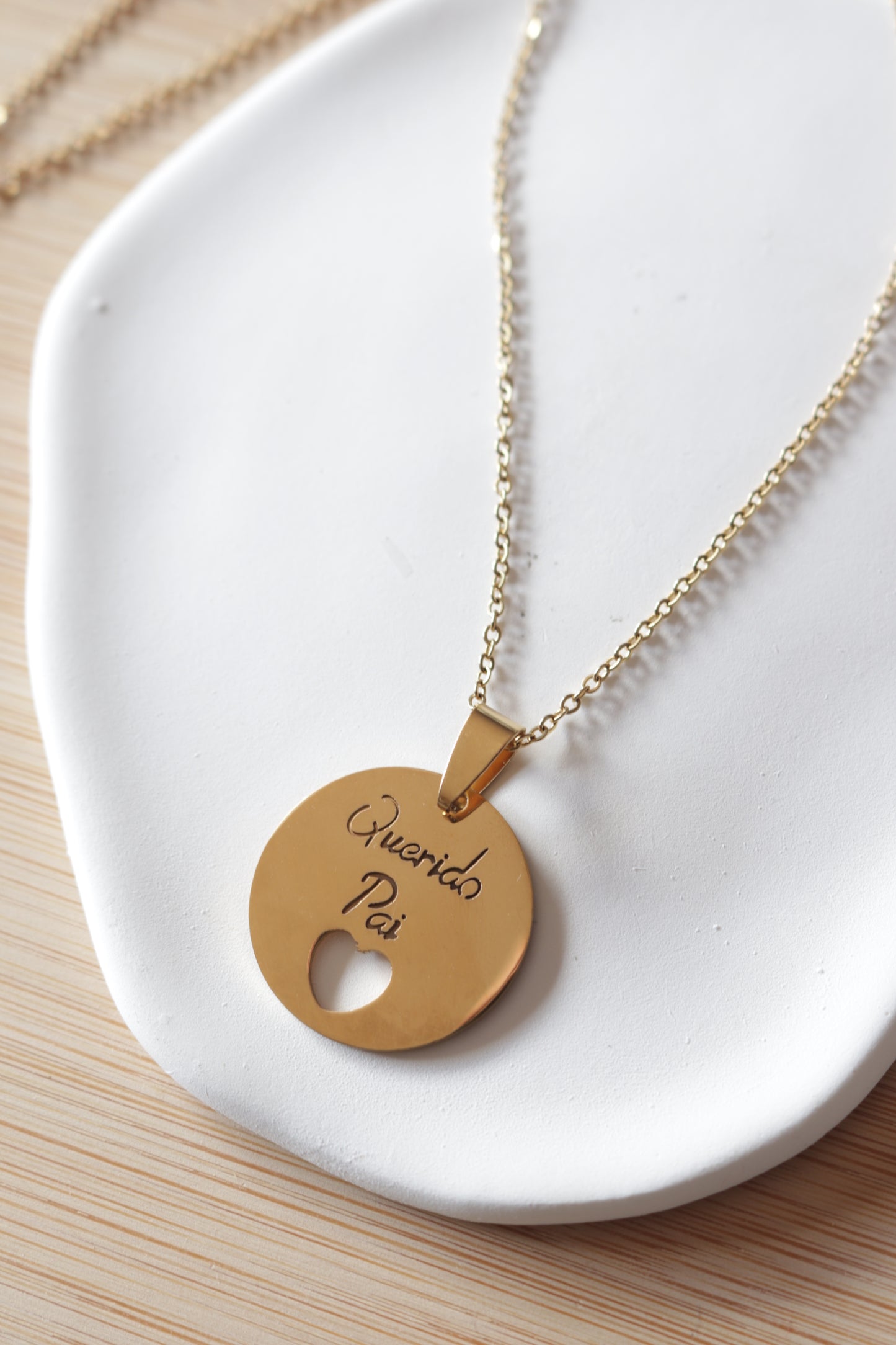 Colar de Aço Dourado Querido Pai