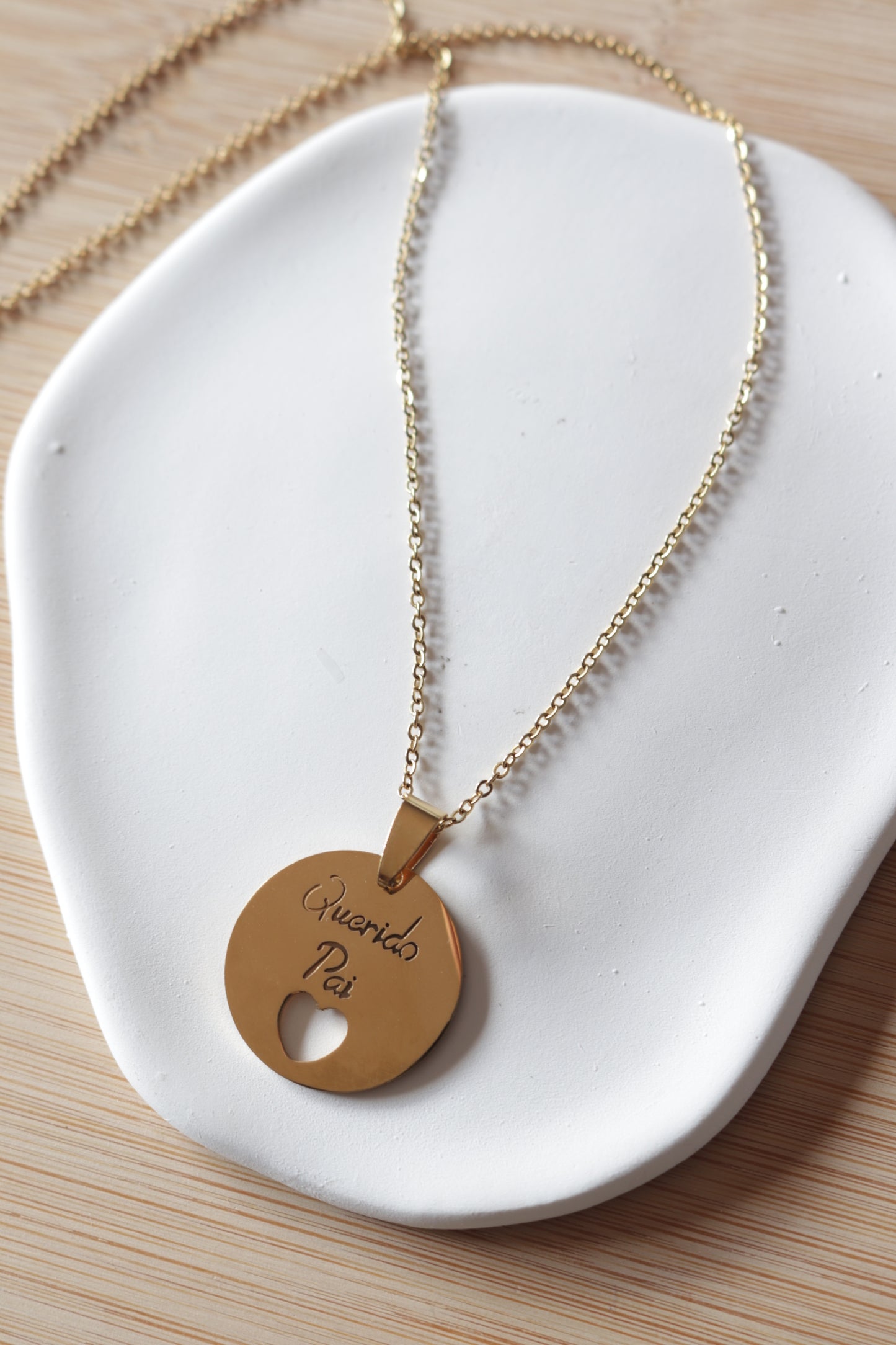 Colar de Aço Dourado Querido Pai