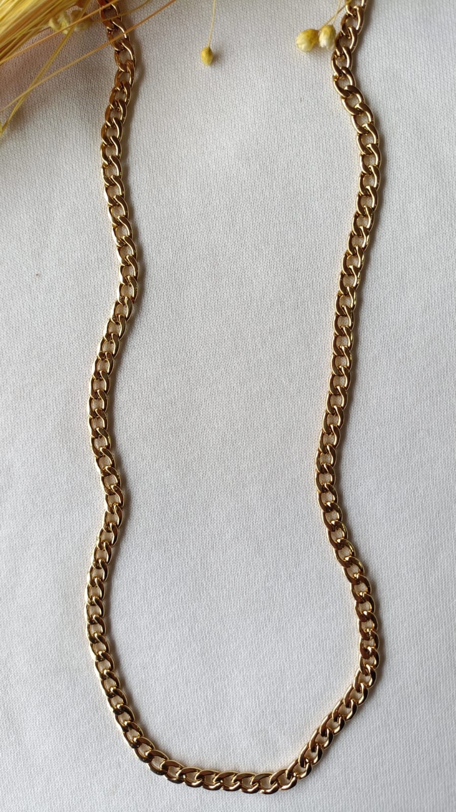 Colar de Aço Dourado Masculino de Corrente Fina