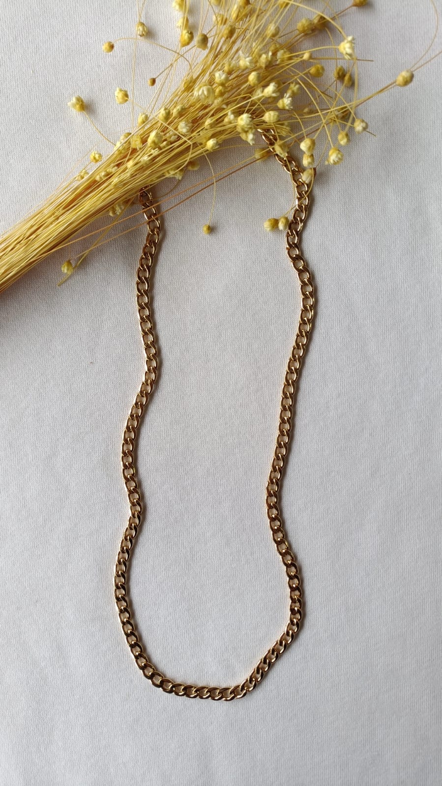 Colar de Aço Dourado Masculino de Corrente Fina
