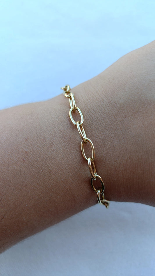 Pulseira de Aço Dourado de Elos Simples