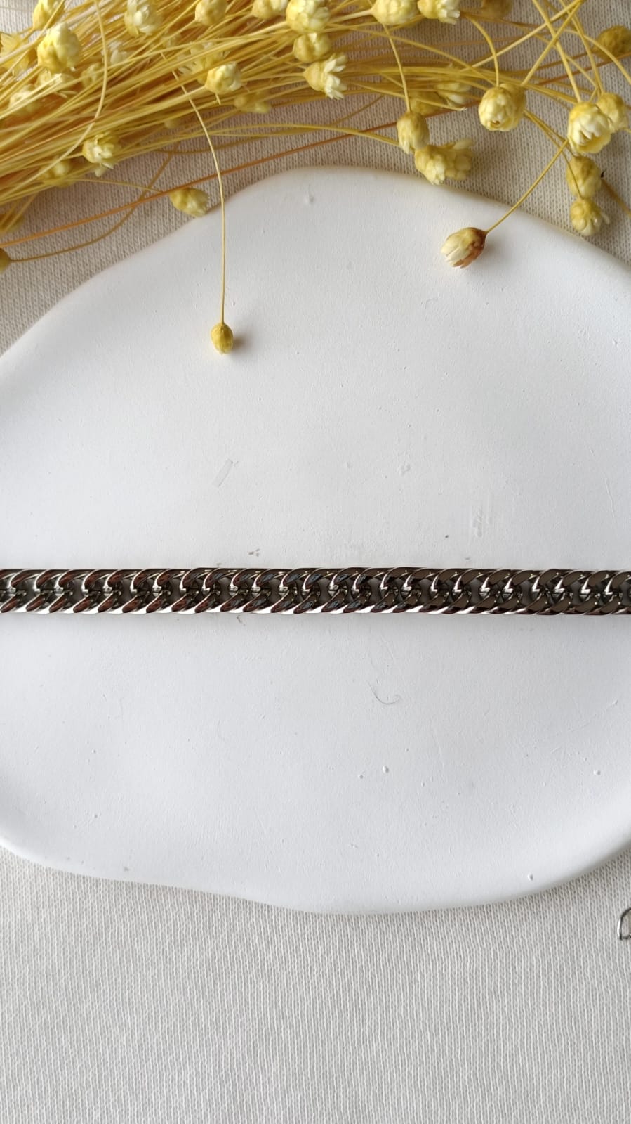 Pulseira de Aço Prateado Masculina de Corrente Grossa