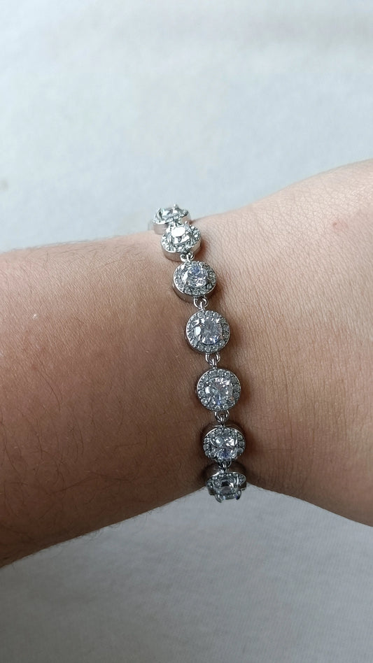 Pulseira de Aço Prateado Inspiração Swarovski com Zircónias à Volta