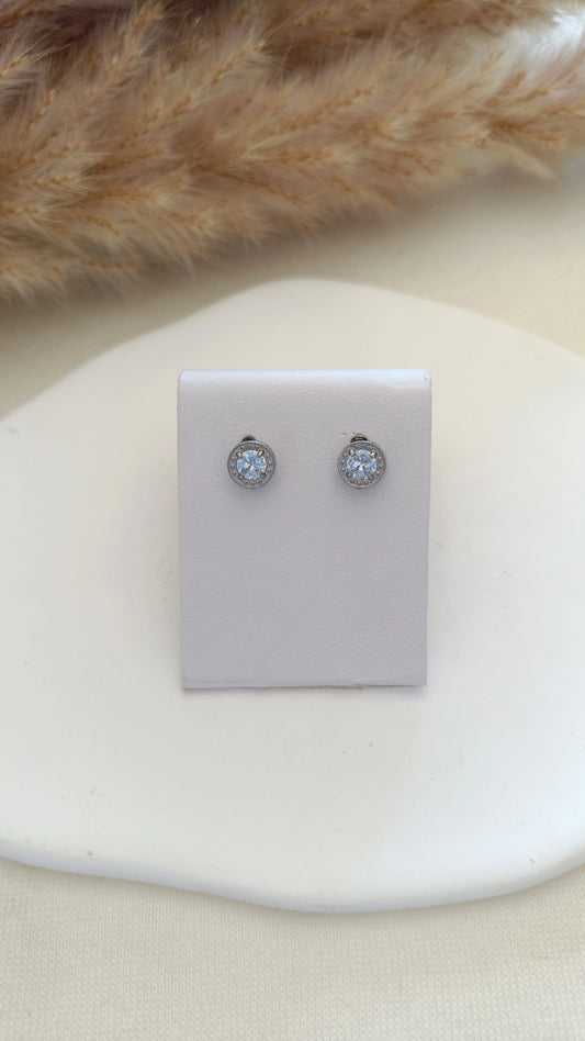 Brincos de Aço Prateado Inspiração Swarovski
