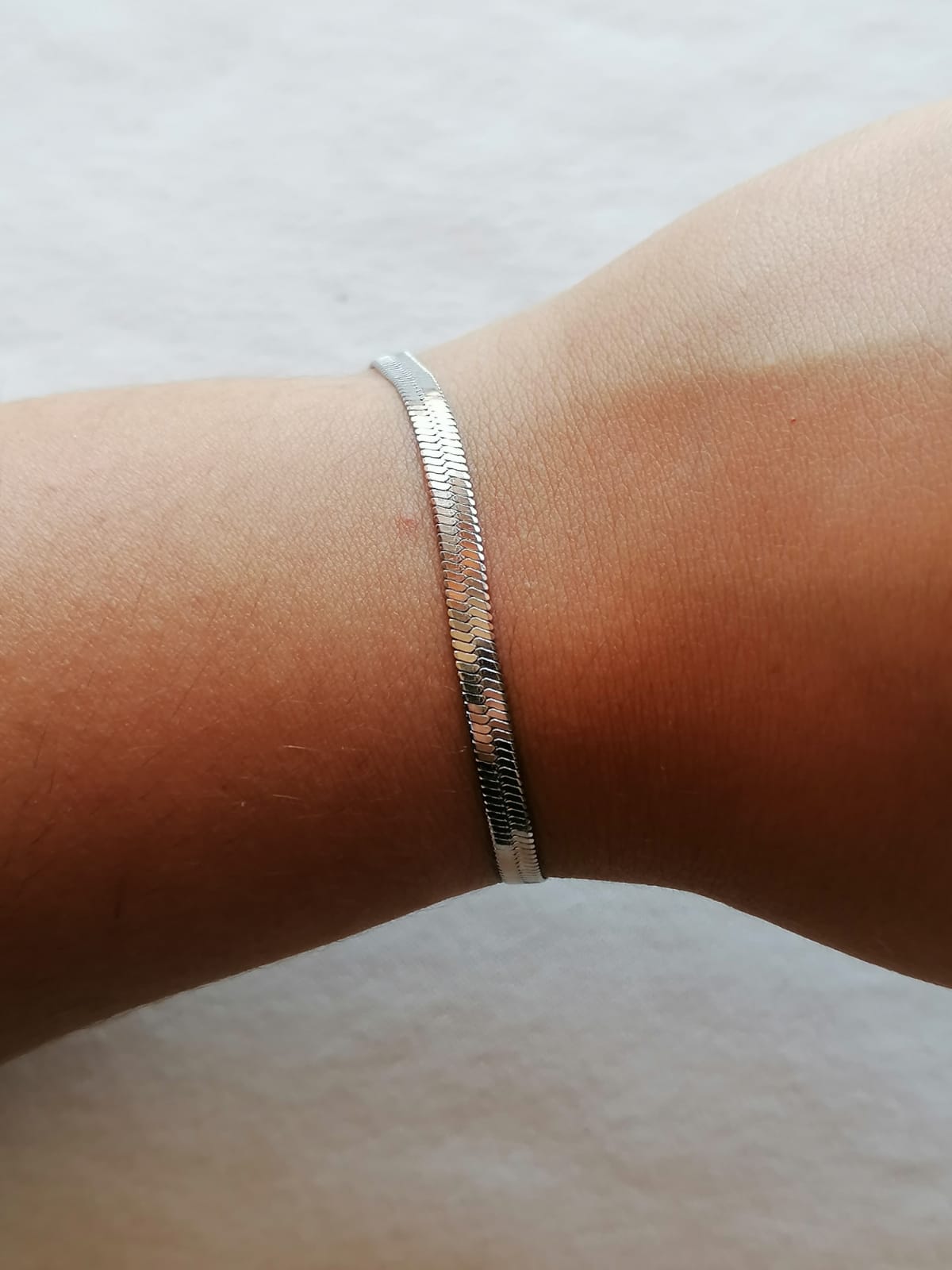 Pulseira de Aço Prateado de Malha Simples