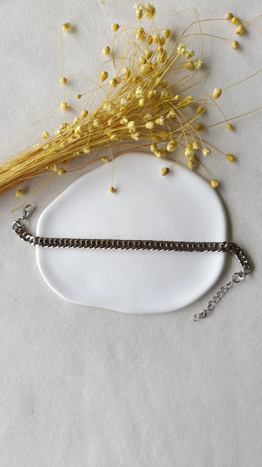 Pulseira de Aço Prateado Masculina de Corrente Grossa