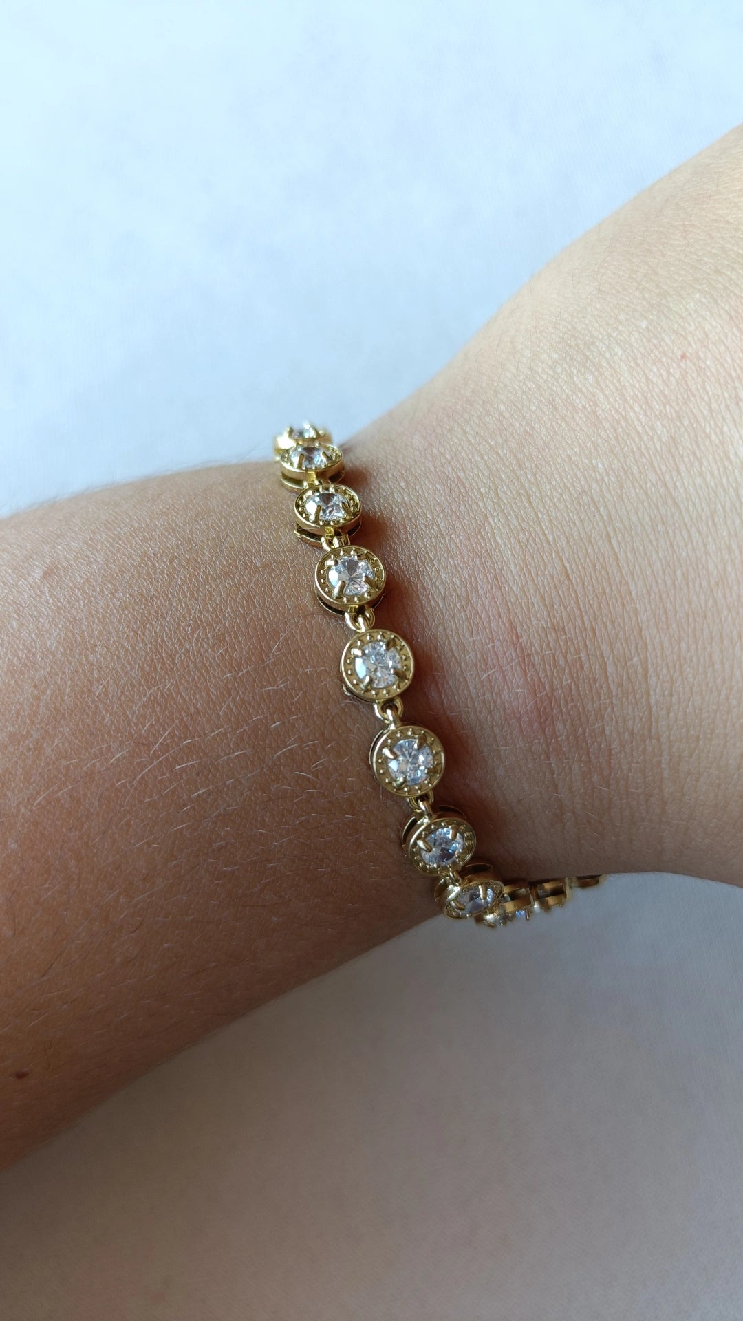 Pulseira de Aço Dourado Inspiração Swarovski